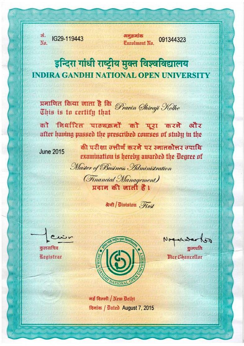 Pravin Kolhe s Website MBA Finance